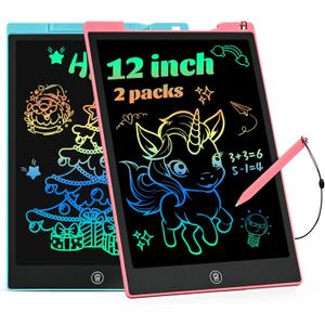 EooCoo Toys for Ages 3-8, Drawing Board 2 Pack, 12 Inch LCD Writing Tablet, Electronic Drawing Tablet, Girl/Boy Birthday Gift, Kids Toys, Drawing Pad Girls Gifts, Kids Travel Essential
