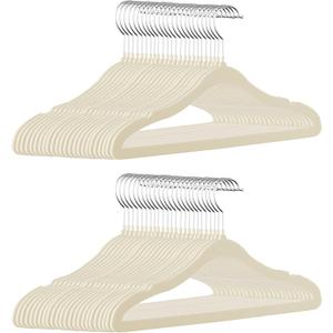 GoodtoU Kids Hangers Velvet 50 Pack 14" - Kids Felt Hangers Non Slip Toddler Hanger Childrens Hanger for Kid (Beige)