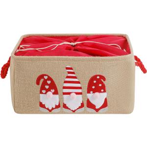 INough Christmas Baskets for Gifts Empty, Christmas Gnomes Basket, Large Gifts Bags for Holiday Ornaments Collapsible Storage Bins with Drawstring for Kidsroom