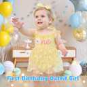 HONGTEYA Baby Girl 1st Birthday Outfit Girl First Birthday Clothes One Year Old Gifts Romper Tulle Summer Newborn Dress (12-18 Months, Yellow)