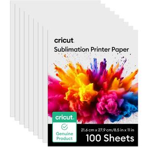 Cricut Sublimation Paper - 100 Sheets (8.5" x 11") - Letter Size - Compatible with Sublimation Printer and Sublimation Ink (120gsm) Cricut Sublimation Paper - 100 Sheets (8.5" x 11") - Letter Size - Compatible with Sublimation Printer and Sublimation Ink (120gsm)