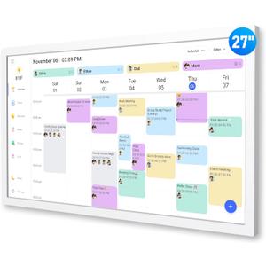 Digital Calendar  27 Inch Electronic Wall Calendar & Chore Chart, Smart Family Organizer with Interactive Touchscreen Display, Wall Mount in Portrait or Landscape