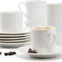 Elama Aspin 12 Piece 2.5 Ounce Porcelain Espresso Cup Set with Saucers, Coffee Set, Serveware Set, Drinkware, Tea Set (Aspin)