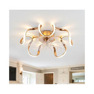 20" Low Profile Flush Mount Ceiling Fans with Memory Function,6 Speeds and 3 Color Lights,Dimmable Light,Ceiling Fan Light with APP and Remote Control for Bedroom,Living Room,Kitchen, Gold 