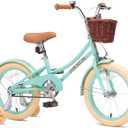 ACEGER Retro Princess Kids Bike with Basket for 3-12 Years Old Girls, Included Coaster Brake & Caliper Brake, 14 16 18 Inch with Training Wheels, 20 Inch with Kickstand, Vintage Bicycle for Gifts.