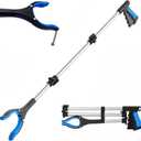 2024 Upgrade PowerGrip T9, Grabber Reacher Tool, Wide Jaw, Foldable, Steel Cable, with 96 Grip Points for Firm Grip, 36" with Magnet (Blue, 36 Inch)