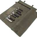 Chef’s Knife Roll Bag,Waxed Canvas Knife Cultery Carrier, Portable Chef Knife Cases,Knife Pouch Holders With 10 Slots Plus 1 Zipper Pockets Can Hold Home Kitchen Knife Tools Up To 18.8”