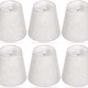 Set of 6 Chandelier Lamp Shades 5 Inch, Mini Barrel Lampshades Clip On for Table Lamp Wall Lamp Replacement, Natural Linen Mini Lamp Shade, 3.5x5.1x5.5in (Top Height Bottom)