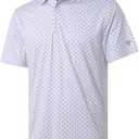 Golf Shirts for Men Dry Fit Short Sleeve Print Performance Moisture Wicking Polo Shirt (White), 5XL
