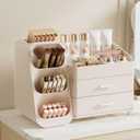 Makeup Organizer with Drawers,Large Capacity Countertop Organizer for Vanity,Bathroom and Bedroom Desk Cosmetics Organizer,Easy To Storage Skincare,Brushes,Lotions,Lipstick (All Cream)