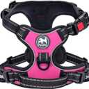 PoyPet No Pull Dog Harness, No Choke Front Lead Dog Reflective Harness, Adjustable Soft Padded Pet Vest with Easy Control Handle for  Dogs (Pink, Medium)