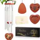 Memorial Wind Chime for Loss of Loved One, Sympathy Gift with Photo Frame for Mother Father Pet, 33" Deep Tone Healing Bereavement & Remembrance Gift (Silver)