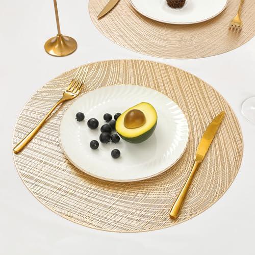 U'Artlines 12 Pack Placemats Metallic Hollow Out Mats Vinyl Non-Slip Heat Insulation Kitchen Table Mats