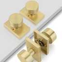 Goldenwarm Gold Dummy Door Knobs, Zinc-Alloy Brushed Gold Heavy Duty Single-Sided Door Locks (3 Pack)