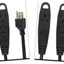 BindMaster 10 Feet Extension Cord/Wire, 3 Prong Grounded, 3 outlets, Heavy Duty, Black (2 Pack)