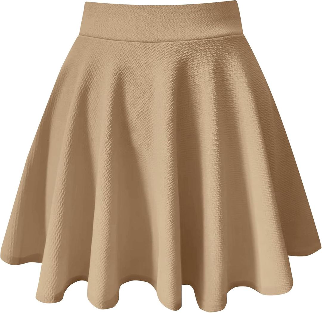 PUKAVT Women's Basic Casual Skirts A-Line Mini Flared Stretchy Skater Party Skirt (Medium)