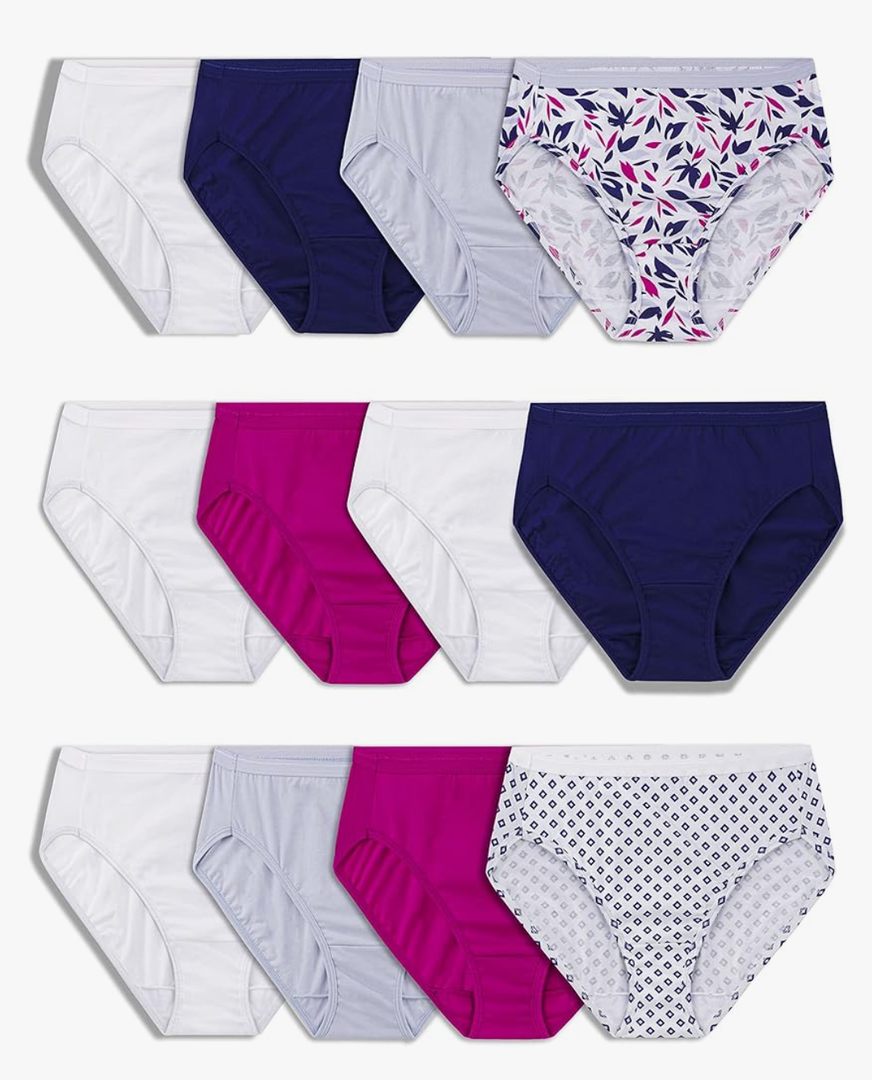 Fruit of the Loom Women's Eversoft Cotton Underwear Multipacks, Tag Free & Breathable,  Size 7
