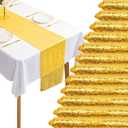 12 Packs 12 X 72 Inch Gold Sequin Table Runner Glitter Dining Table Runner for Birthday Wedding Engagement Bridal Baby Shower Bachelorette Holiday Celebration Party Supplies Decorations (Gold)