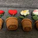 Mini Potted Artificial Plants Crochet Handmade Kintting Flowers for Office Desk Decor and Shelf Decor- for Gift, Birthday, Ideas for Valentine's Day (Roses and Gardenias)