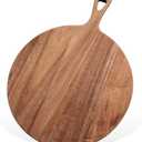 15.4 x 11.4 Inch Acacia Large Wood Cutting Board with Handle Large Round Wooden Cutting Boards Cutting Serving Board for Kitchen Meat Bread Cheese Pizza Vegetables Board Wedding Housewarming Gift