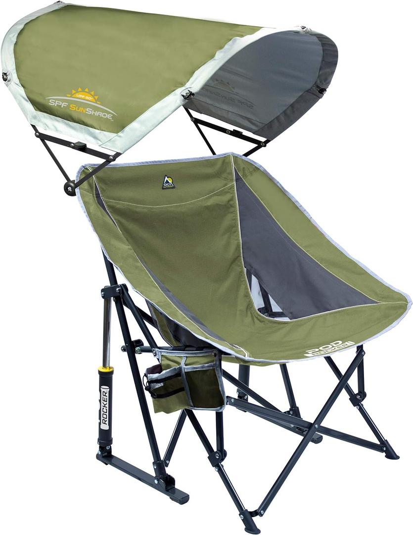 GCI Outdoor Pod Rocker Outdoor Rocking Chair with SunShade Canopy (Loden Green)