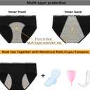 Nalwort Teen Girls Period Underwear Menstrual Period Panties Leak-Proof Cotton Protective Briefs Pack of 6 (Black, L)