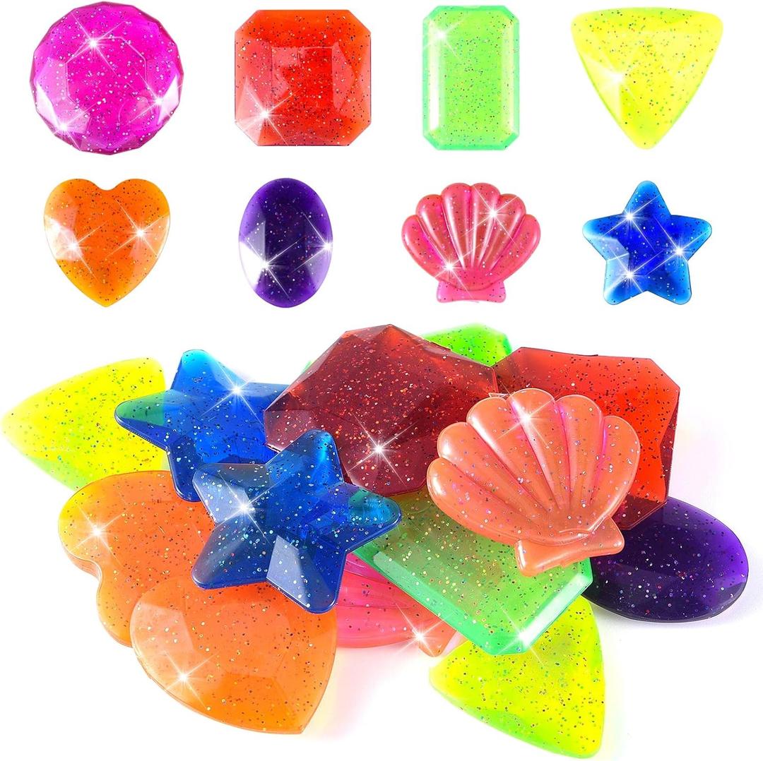 Jspupifip 48 Pieces Big Diving Gems Pool Gems Toys, Sinking Diving Gems for Pool for Kids, Colorful Dive Crystals Treasure Plastic Gems Summer Swimming Toys for Kids Bath Pool Beach Water Games
