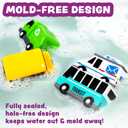 Tub Works Vehicles Bath Cars Mold Free Bath Toys, 6 Pack | Sealed, No Hole Bath Toys Design Keeps Moisture Out | Soft, Squeezable & Float on Water | Fun Baby & Toddler Bath Toys | City Car Bath Toys