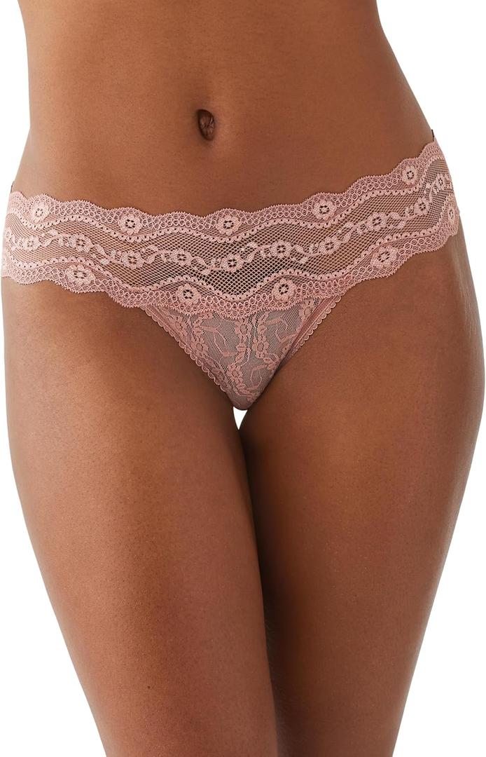 b.tempt'd Women's B.tempt'd By Wacoal Women's Lace Kiss Moderate Coverage Bikini Panty, 978182 (Pink, XL)