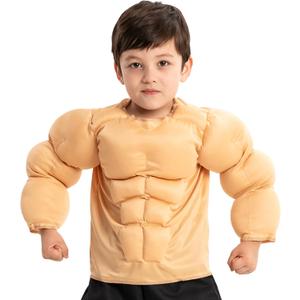 Spooktacular Creations Halloween Muscle Shirt Costume Kids, Body Builder Costume Kids Boys Suit for Halloween Dressup Party (X-Large (12-14 YRS), Yellow)