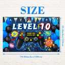 Vlipoeasn 90PCS 10th Birthday Video Game Party Decorations for Boys - Blue 10th Video Game Backdrop, Balloons, Tablecloth, Gamer and 10 Foil Balloons for 10th Birthday Party Supplies