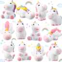 HyDren 12 Pieces Cute Unicorn Cake Topper Mini Unicorn Miniature Figurines Resin Rainbow Unicorn Toy Garden Miniature Moss Landscape DIY Crafts for Kids Birthday Baby Shower Party Decor