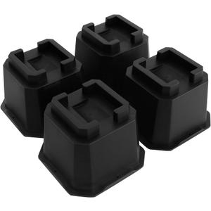shouwuhho Bed Risers 4 inch, Furniture Risers Elevation in Heights 4 Inch Heavy Duty, Bed Lift Risers for Caster Wheels or Posts of Bed Table Couch, Support up to 6000 lbs, 4 Pack, Black