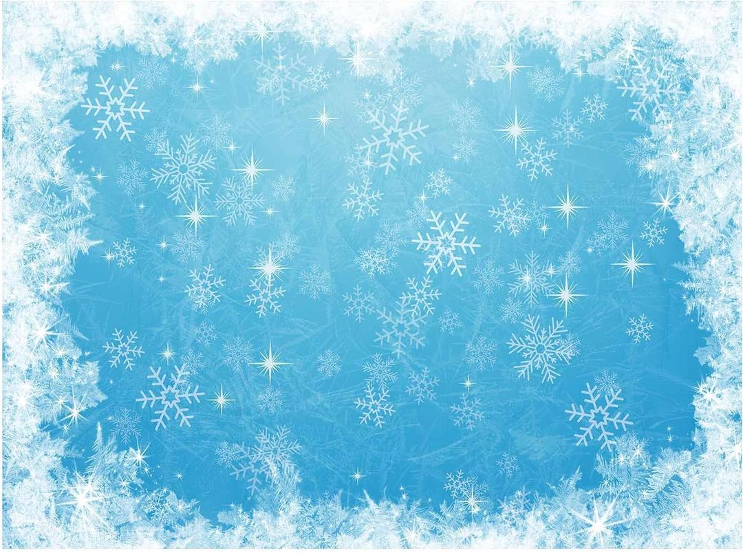 Allenjoy 8x6ft Ice Blue Winter Backdrop 1st First Birthday Party Supplies Wonderland Decor Banner White Snowflake Christmas Baby Shower Kids Children Background Props Decorations Photography Studio