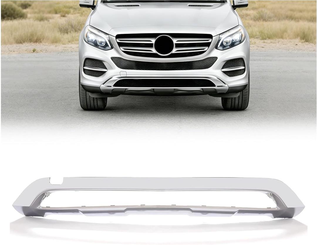Kojem Front Lower Grill Trim Molding Compatible with 2016-2019 Mercedes Benz GLE300d GLE350 GLE400 GLE43 GLE550 GLE550e Bumper Grille Trim Valance Chrome Replace for 1668857122 1668850301 MB1015108