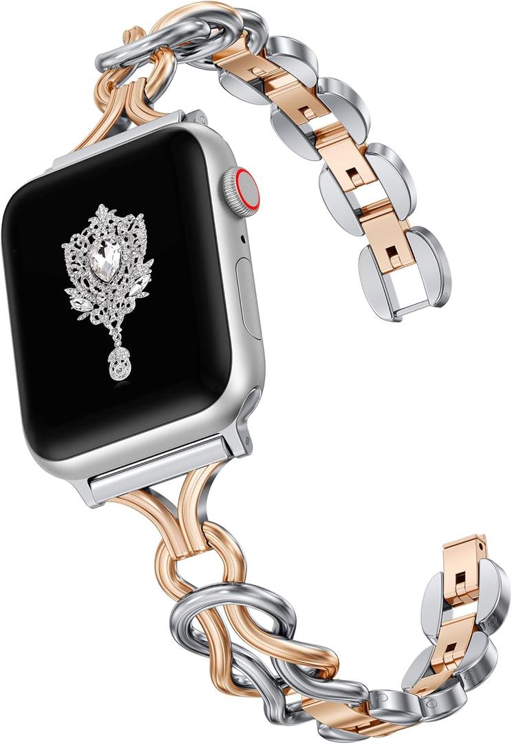 TOYOUTHS Celtic Bracelet Compatible with Apple Watch Bands 42/44/45/46/49mm Women, Dressy Chain Stainless Steel Metal Jewelry Link Strap for iWatch Series 11 10 9 8 7 6 5 4 SE/Ultra 3 2 1