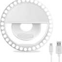 Selfie Ring Light, XINBAOHONG Rechargeable Portable Clip-on Selfie Fill Light with 36 LED for iPhone/Android Smart Phone Photography, Camera Video, Girl Makes up (White)