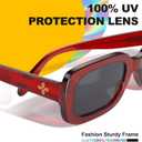 VISOONE Chunky Rectangle Sunglasses Women Men 90s Vintage Retro Accessories UV400 Protection Narrow Square Shades Harmony (Red)