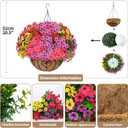 2 Sets Artificial Hanging Flower for Outdoors, Fake Hanging Basket for Outside,2 Hanging Basket with 26 Pcs Faux Silk Flowers for Porch, Balcony and Patio Decor(Mixed)