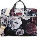 Canvaslove Red and White Rose Laptop Shoulder Messenger Bag Case With Rebound Bubble Protection for 15.6 inch-16 inch laptop