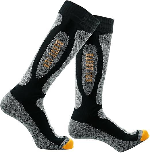 RANDY SUN Waterproof Socks, [SGS Certified] Women's Knee-High Performance Walking and Hiking the Rain Socks Easy Washing And Dry Fast Socks Seamless Stitching Socks Gifts For Mom, Black&Grey Small