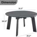 31.5" Outdoor Round Coffee Table, Adirondack Patio Coffee Table, Outdoor Large Side Table for Balcony Lawn (Grey), 31.5" L x 31.5" W x 17.7" H
