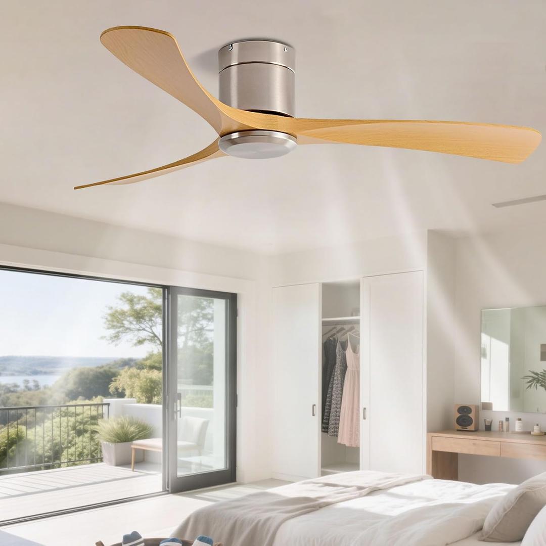 Ceiling Fan without Light, Modern Quiet Ceiling Fan with Remote Control, 6 Speed, Discreet, 3 Blades, for Bedroom, Living Room, Restaurant, Patio, Indoor