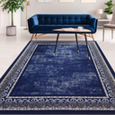 Antep Rugs Alfombras Bordered Modern 5x7 Non-Slip (Non-Skid) Low Pile Rubber Backing Indoor Area Rug (Navy, 5' x 7')