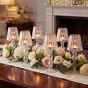 Remerry 6 Pcs Crystal Candle Holders Lamp Shaped Crystal Tealight Candle Holders Table Centerpiece for Home Wedding Engagement Birthday Party Events Dining Table Decoration (Clear)