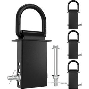 RETRUE 4PCS 18000lbs Trailer Stake Pocket D Ring with Security Bolt Nut, Heavy Duty Removable Stake Pocket D Rings Tie Down Anchor for Flated Trucks and Trailers, Utility Trailer Accessories, Black