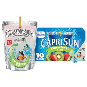 Capri Sun Strawberry Kiwi Flavored with other natural flavor Juice Drink Blend, 10 ct Box, 6 fl oz Pouches BB 2/6/26
