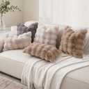 SOMAHE Decorative Sofa Pillows Cases Throw Pillow Covers Faux Fur Plush Pillowcase for Home Fluffy Soft Pillow Cover Grey 18x18 Inch