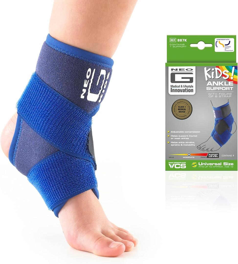 Neo-G Ankle Brace for Kids - Support For Juvenile Arthritis Relief, Joint Pain, Ankle Injuries, Gymnastics, Basketball, Volleyball - Adjustable Compression - Class 1 Medical Device - 1 Size - Blue (Blue)