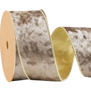 LaRibbons Brown Velvet Ribbon Wired, Luxury Christmas Ribbon for Gift Wrapping, Tree, Wreath Bows, Outdoor and Holiday Decor  2.5 Inch x 10 Yards (Camel)